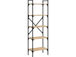 vidaXL Bücherregal 5 Fächer Sonoma-Eiche 56x31,5x174 cm Holzwerkstoff