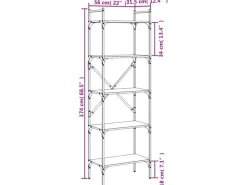 vidaXL Bücherregal 5 Fächer Sonoma-Eiche 56x31,5x174 cm Holzwerkstoff