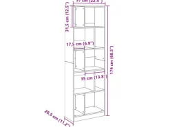 vidaXL Bücherregal Braun Eichen-Optik 57x28,5x174 cm Holzwerkstoff