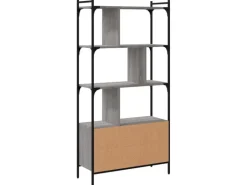 vidaXL Bücherregal mit Türen Grau Sonoma 76,5x30x154,5cm Holzwerkstoff