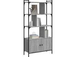 vidaXL Bücherregal mit Türen Grau Sonoma 76,5x30x154,5cm Holzwerkstoff