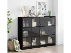 vidaXL Bücherregal mit Türen Schwarz 136x37x109 cm Holzwerkstoff