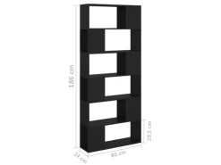 vidaXL Bücherregal Raumteiler Schwarz 80x24x186 cm Holzwerkstoff
