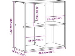 vidaXL Bücherregal Schwarze Eiche 68,5 x 32 x 68,5 cm Holzwerkstoff 868060