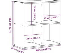 vidaXL Bücherregal Schwarz 68,5x32x68,5 cm Holzwerkstoff