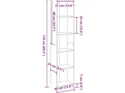 vidaXL Bücherregal Weiß 40x24x176 cm Holzwerkstoff 857792