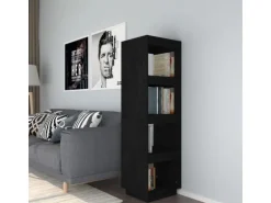 vidaXL Bücherregal/Raumteiler Schwarz 40x35x135 cm Massivholz Kiefer