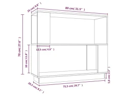 vidaXL Bücherregal/Raumteiler 80x25x70 cm Massivholz Kiefer
