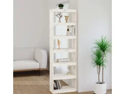 vidaXL Bücherregal/Raumteiler Weiß 60x30x199,5 cm Massivholz Kiefer
