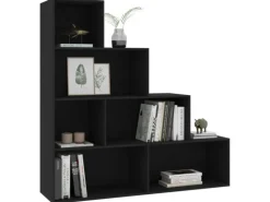vidaXL Bücherregal/Raumteiler Schwarz 155x24x160 cm Holzwerkstoff 800658