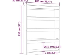 vidaXL Bücherregal/Raumteiler Betongrau 100x30x135 cm
