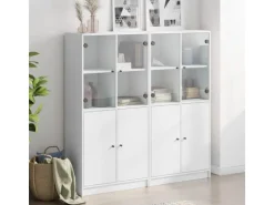 vidaXL Bücherschrank mit Türen 136x37x142 cm Holzwerkstoff Weiß
