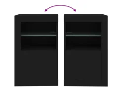 vidaXL Beistellschränke mit LED-Leuchten 2 Stk Schwarz Holzwerkstoff