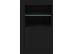 vidaXL Beistellschränke mit LED-Leuchten 2 Stk Schwarz Holzwerkstoff