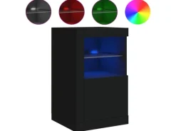 vidaXL Beistellschränke mit LED-Leuchten 2 Stk Schwarz Holzwerkstoff