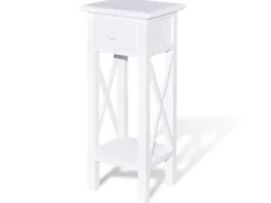 vidaXL Beistelltisch mit Schublade Weiß 241147