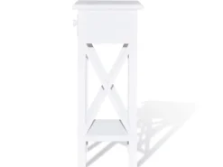 vidaXL Beistelltisch mit Schublade Weiß 241147