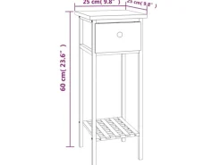 vidaXL Beistelltisch mit Schublade 25x25x60 cm Massivholz Nussbaum