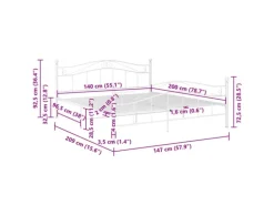 vidaXL Bett Weiß Metall 140x200 cm Modell 11115663
