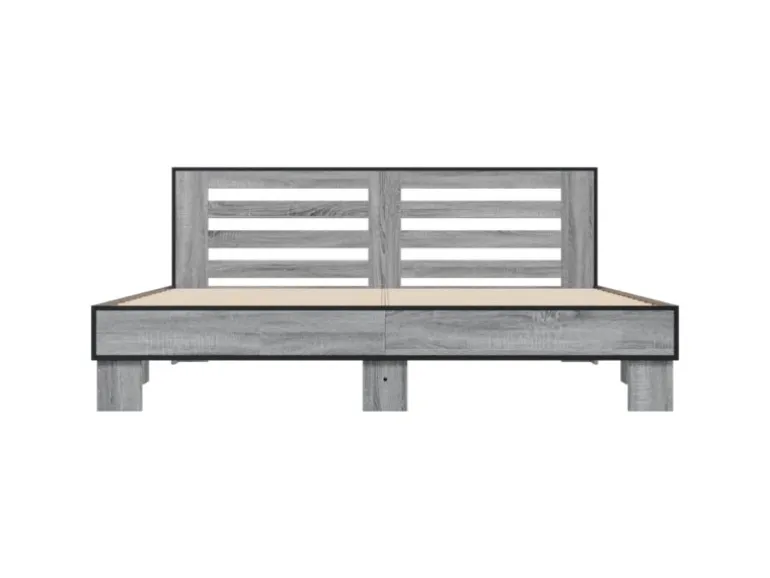 vidaXL Bettgestell Grau Sonoma 200x200 cm Holzwerkstoff und Metall 3280085