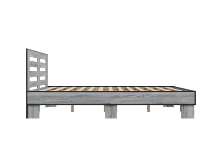 vidaXL Bettgestell Grau Sonoma 200x200 cm Holzwerkstoff und Metall 3280085