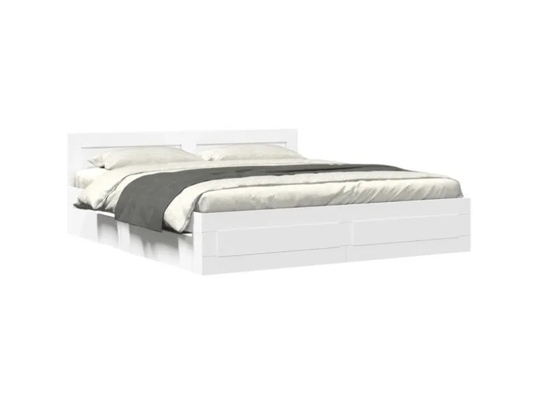 vidaXL Bettgestell mit Kopfteil ohne Matratze Weiß 200x200 cm 3295534