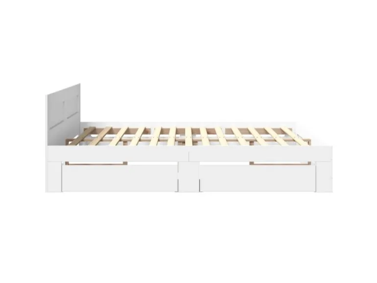 vidaXL Bettgestell mit Kopfteil ohne Matratze Weiß 200x200 cm 3295534