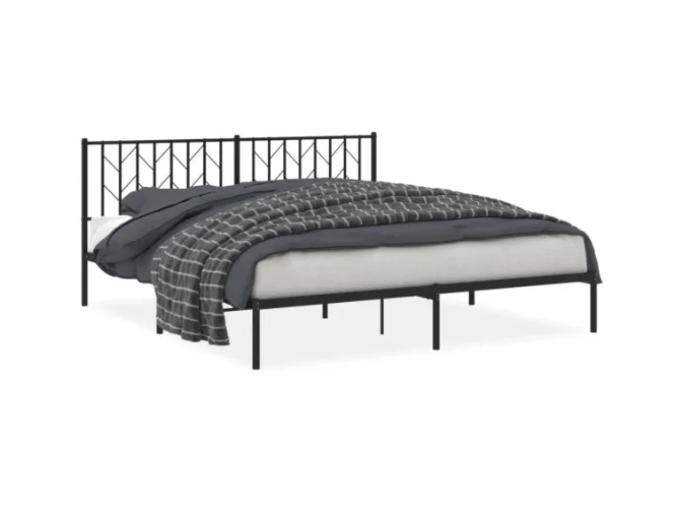 vidaXL Bettgestell mit Kopfteil Metall Schwarz 180x200 cm 374441