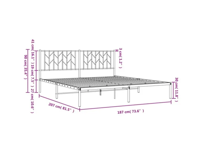 vidaXL Bettgestell mit Kopfteil Metall Schwarz 180x200 cm 374441