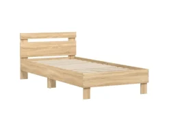 vidaXL Bettgestell mit Kopfteil und LED-Leuchten Sonoma-Eiche 90x190cm 838745