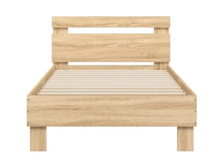 vidaXL Bettgestell mit Kopfteil und LED-Leuchten Sonoma-Eiche 90x190cm 838745