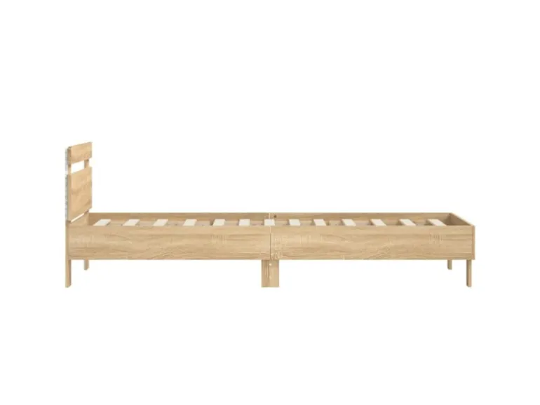 vidaXL Bettgestell mit Kopfteil und LED-Leuchten Sonoma-Eiche 90x190cm 838745