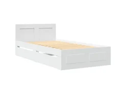 vidaXL Bettgestell mit Kopfteil ohne Matratze Weiß 100x200 cm 3295576