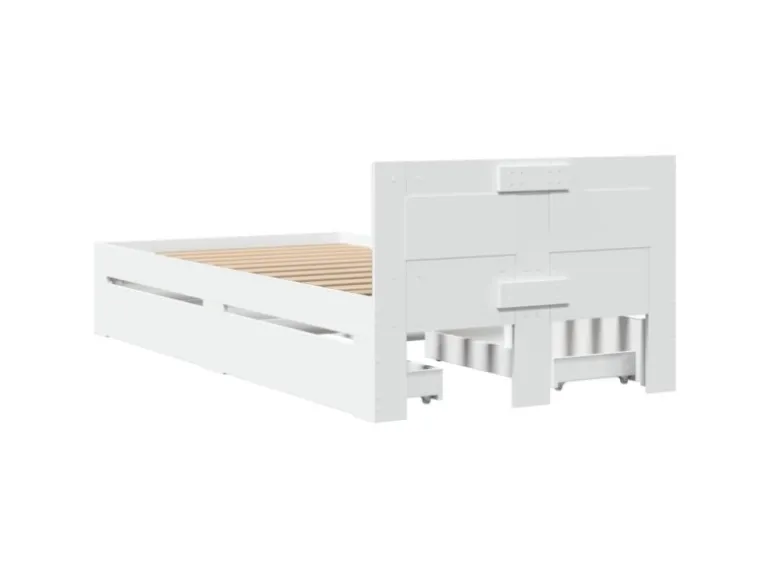 vidaXL Bettgestell mit Kopfteil ohne Matratze Weiß 100x200 cm 3295576