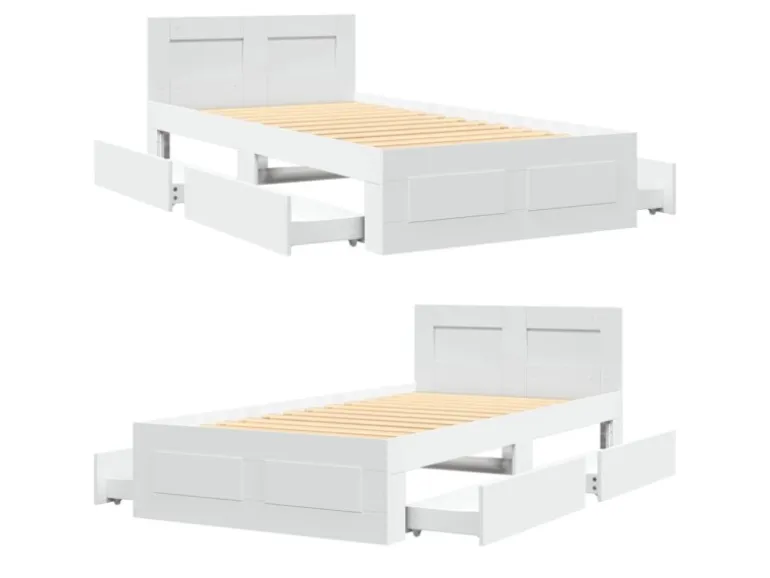vidaXL Bettgestell mit Kopfteil ohne Matratze Weiß 100x200 cm 3295576