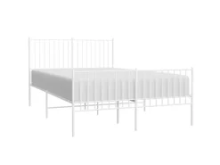 vidaXL Bettgestell mit Kopf- und Fußteil Metall Weiß 140x200 cm Modell 21629523