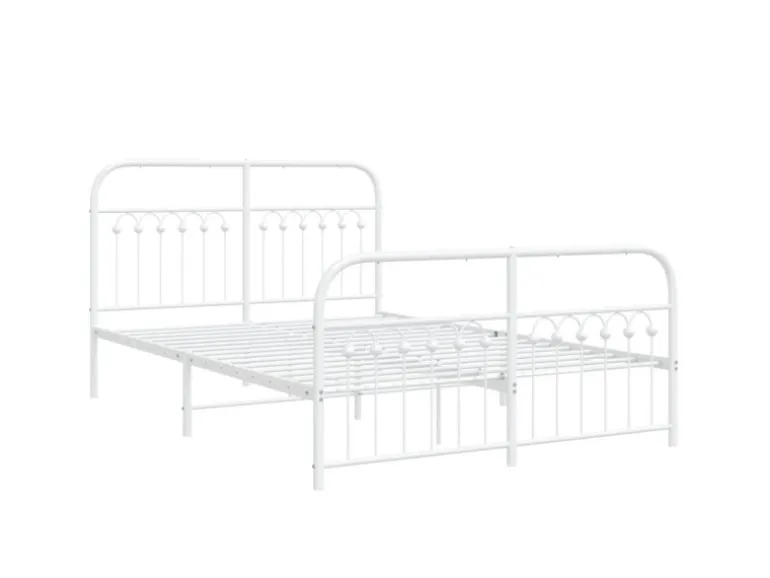 vidaXL Bettgestell mit Kopf- und Fußteil Metall Weiß 137x190 cm 376666