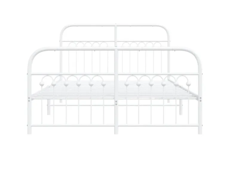 vidaXL Bettgestell mit Kopf- und Fußteil Metall Weiß 137x190 cm 376666