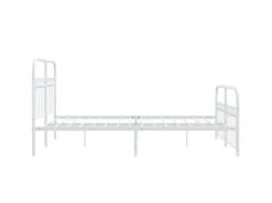 vidaXL Bettgestell mit Kopf- und Fußteil Metall Weiß 137x190 cm 376666