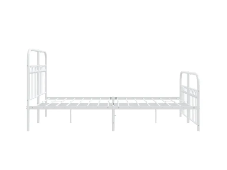 vidaXL Bettgestell mit Kopf- und Fußteil Metall Weiß 137x190 cm 376666