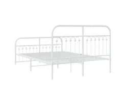 vidaXL Bettgestell mit Kopf- und Fußteil Metall Weiß 137x190 cm 376666