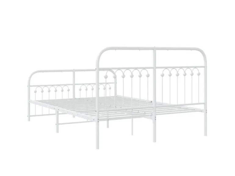 vidaXL Bettgestell mit Kopf- und Fußteil Metall Weiß 137x190 cm 376666
