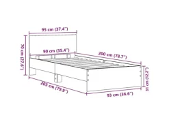 vidaXL Bettrahmen mit Kopfteil Artisan-Eiche 90 x 200 cm Holzwerkstoff 871655