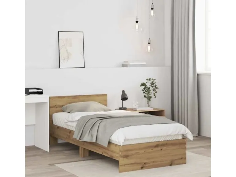 vidaXL Bettrahmen mit Kopfteil Artisan-Eiche 90 x 200 cm Holzwerkstoff 871655