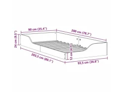 vidaXL Bettrahmen Weiß 90 x 200 cm Massives Kiefernholz 873389