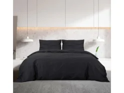vidaXL Bettwäsche-Set Schwarz 155x220 cm Leichte Mikrofaser 135975