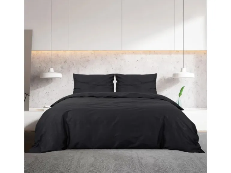 vidaXL Bettwäsche-Set Schwarz 155x220 cm Leichte Mikrofaser 135975