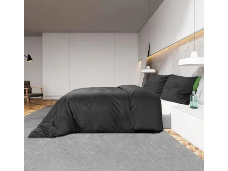 vidaXL Bettwäsche-Set Schwarz 155x220 cm Leichte Mikrofaser 135975