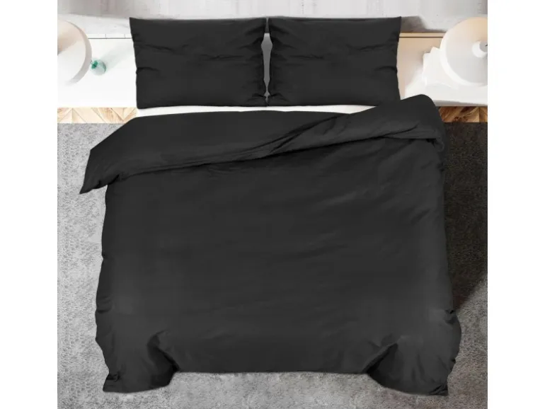 vidaXL Bettwäsche-Set Schwarz 155x220 cm Leichte Mikrofaser 135975
