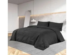 vidaXL Bettwäsche-Set Schwarz 200x200 cm Leichte Mikrofaser 135976
